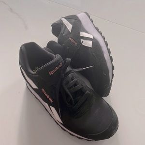 Black and rose gold Reebok w/comfort footbed.